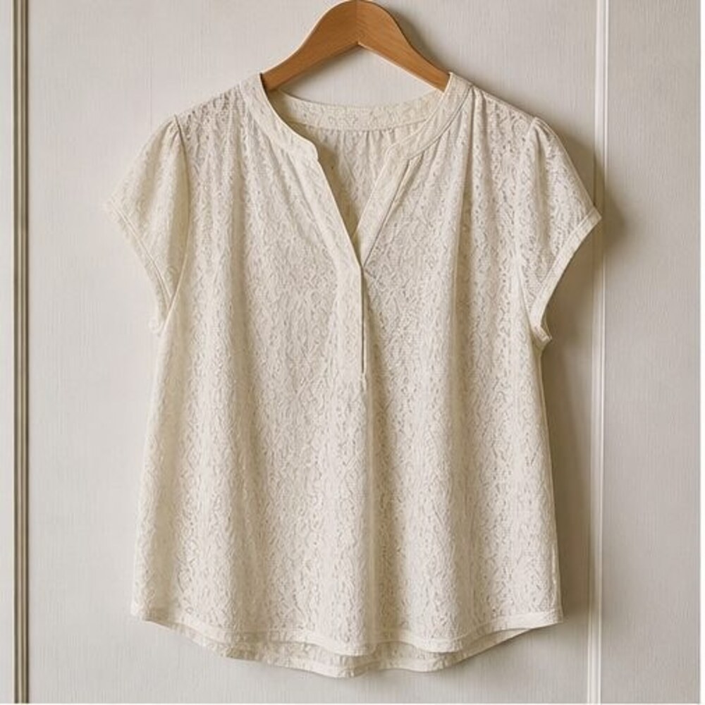 Cream Pleated Blouse